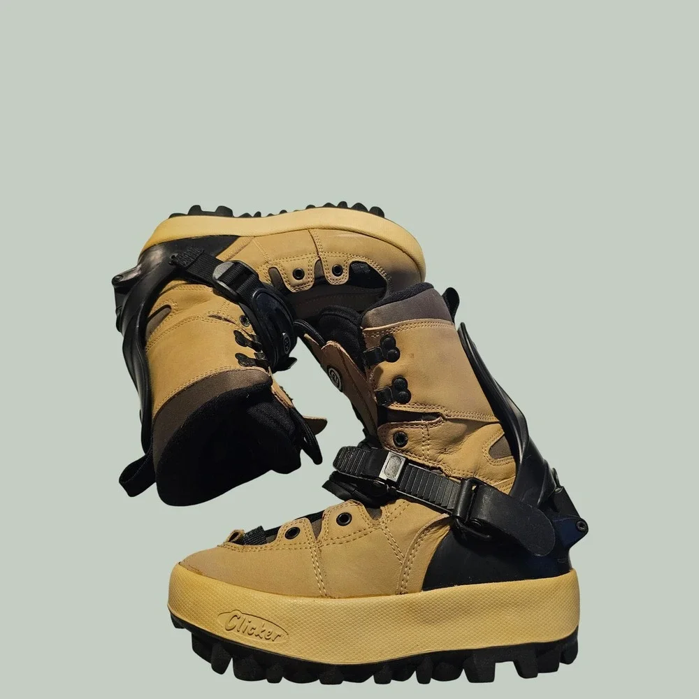 K2 Yak Women Snowboard Boots Clicker Step In Tan Black Size 8.5 EUR 39